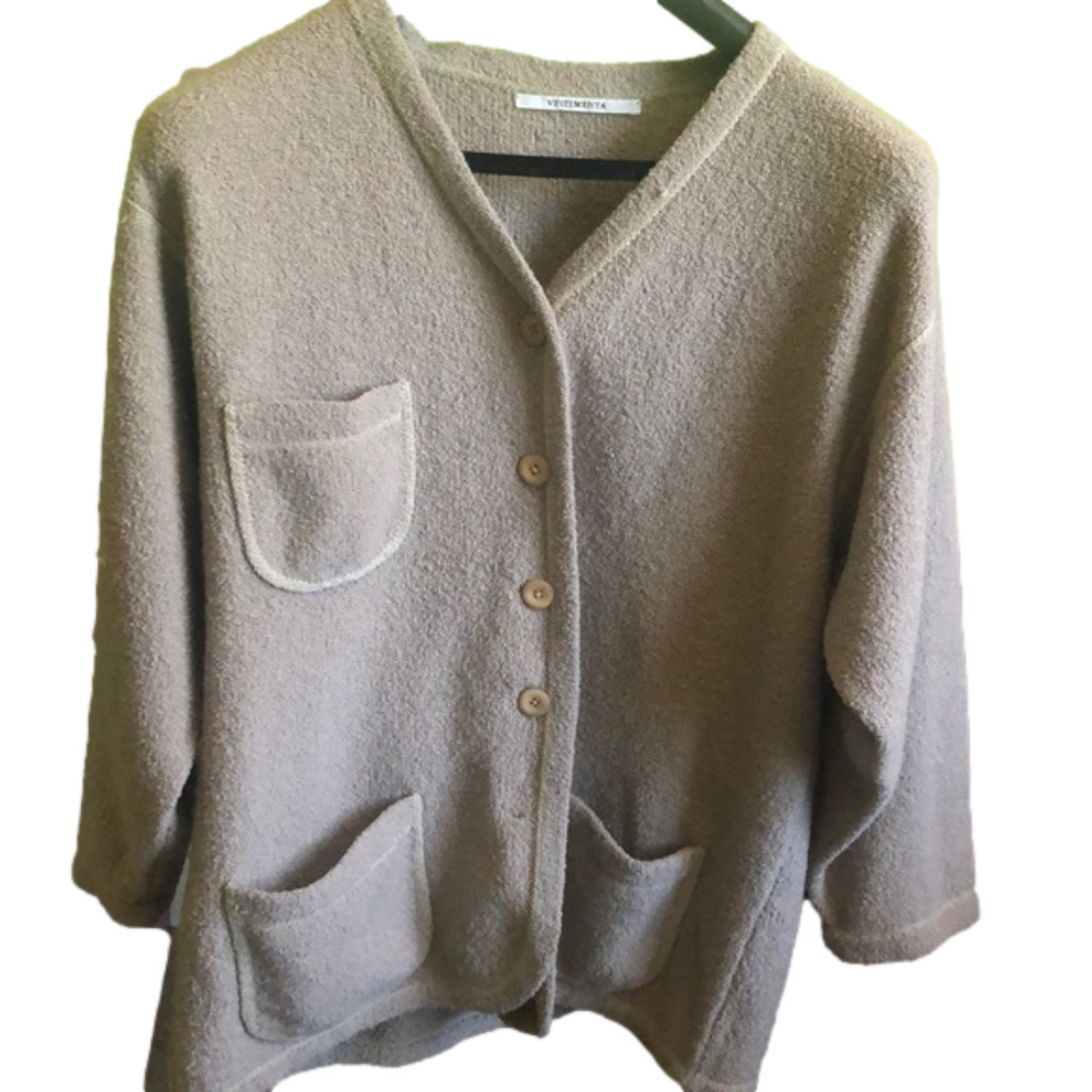 Vestimenta Italian 100% Wool Taupe Cardigan L